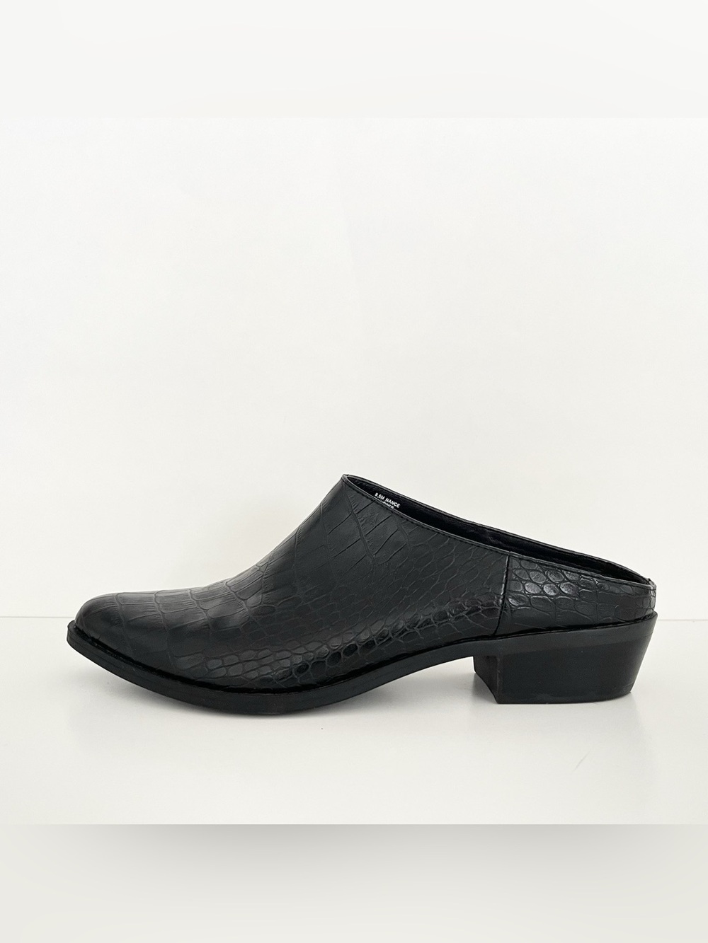Crown Vintage Women's Mules Cowboy Boot Size 8.5 Black Croc PU Vegan Leather